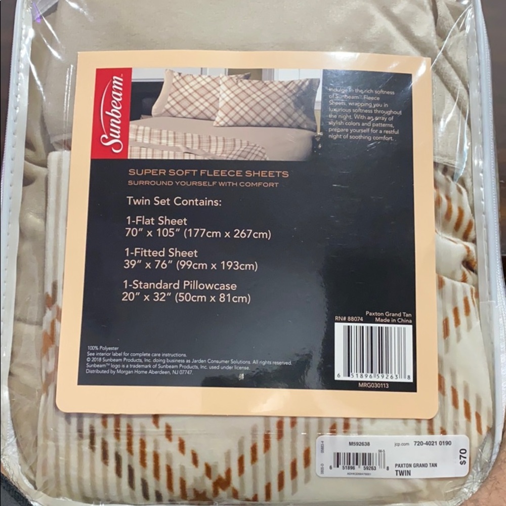 Sunbeam super soft fleece sheets